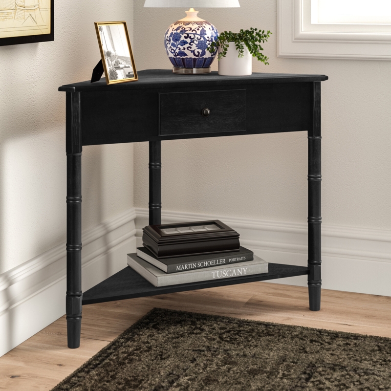 Twerton Solid Wood Top Three Leg End Table with Storage