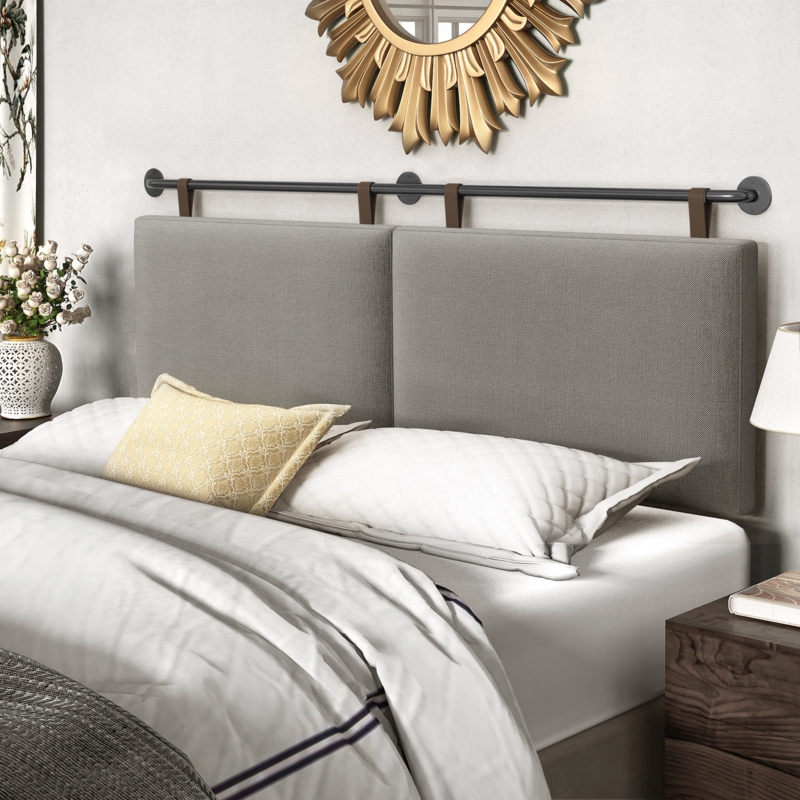 Upholstered King 100% Linen Panel Headboard