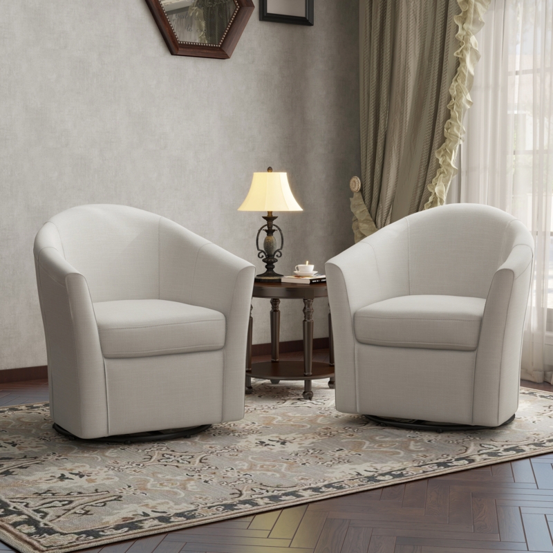 Upholstered Swivel Barrel Chair
