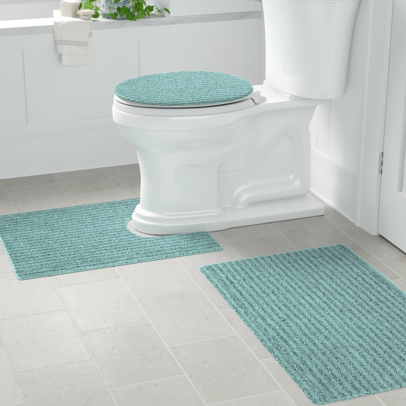 Viridian Nylon 3 Piece Bath Rug Set with Non-Slip Backing