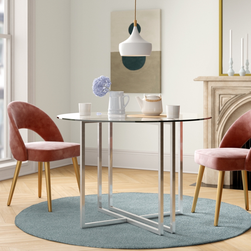 Wadley Glass Top Metal Base Dining Table