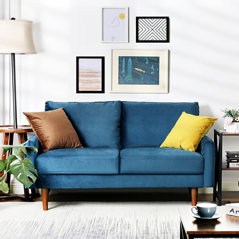 Wanse Hessville sofas 57.8" Velvet Round Arm Loveseat