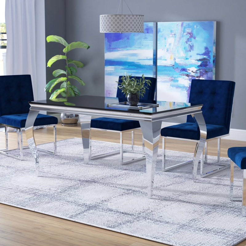 Wanstead Glass Top Metal Base Dining Table