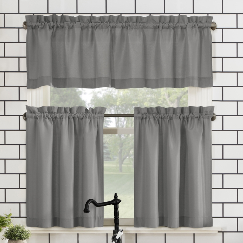 Wayfair BasicsBuchheit Semi-Sheer Rod Pocket Kitchen Curtain Valance and Tiers Set