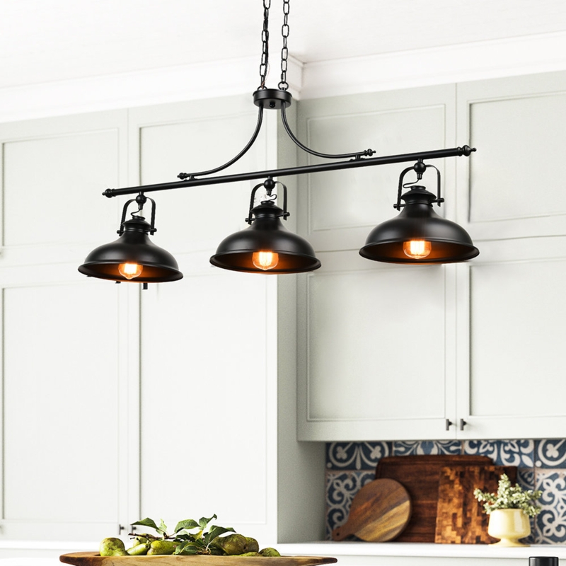 Waynetown 3 - Light Black Kitchen Island Pendant