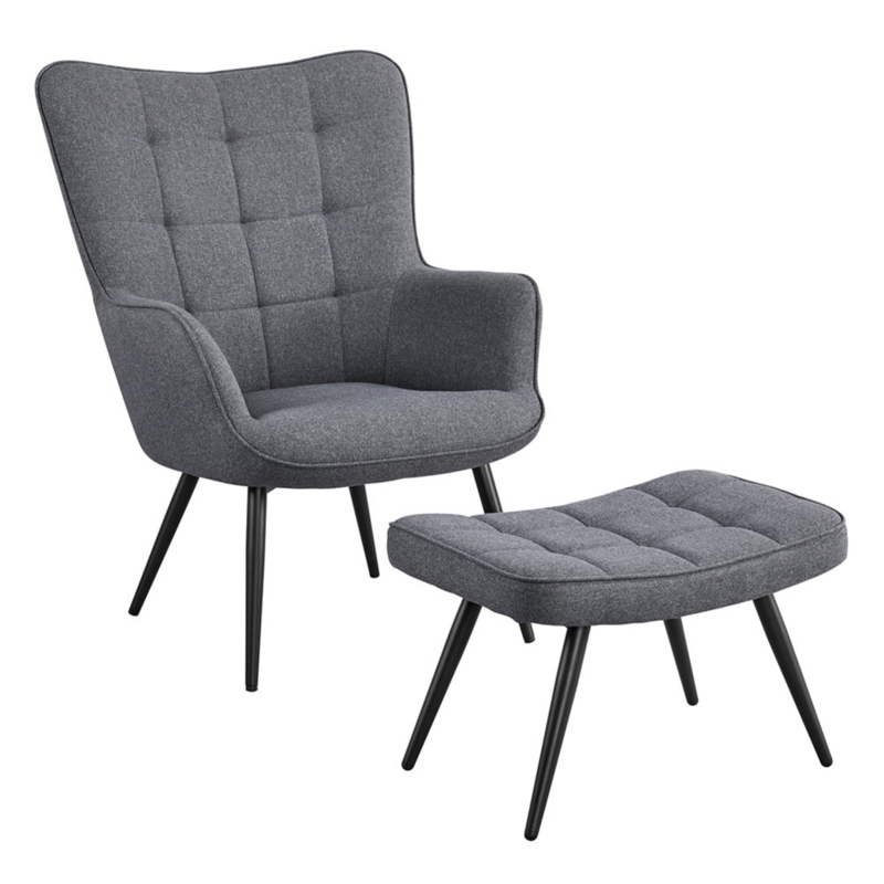 Winterbourne Down Upholstered Accent Chair with Ottoman
