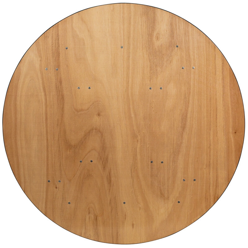 Wofford 60" Round Wood Folding Banquet Table with Clear Coated Finished Top (Set of 25)