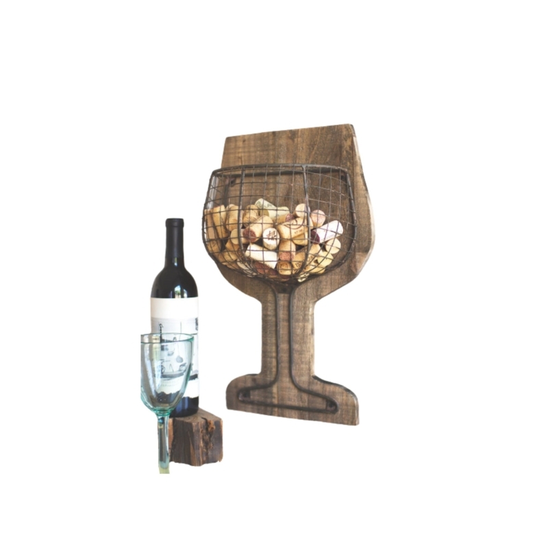 Wood And Wire Wall Wine Cork Holder