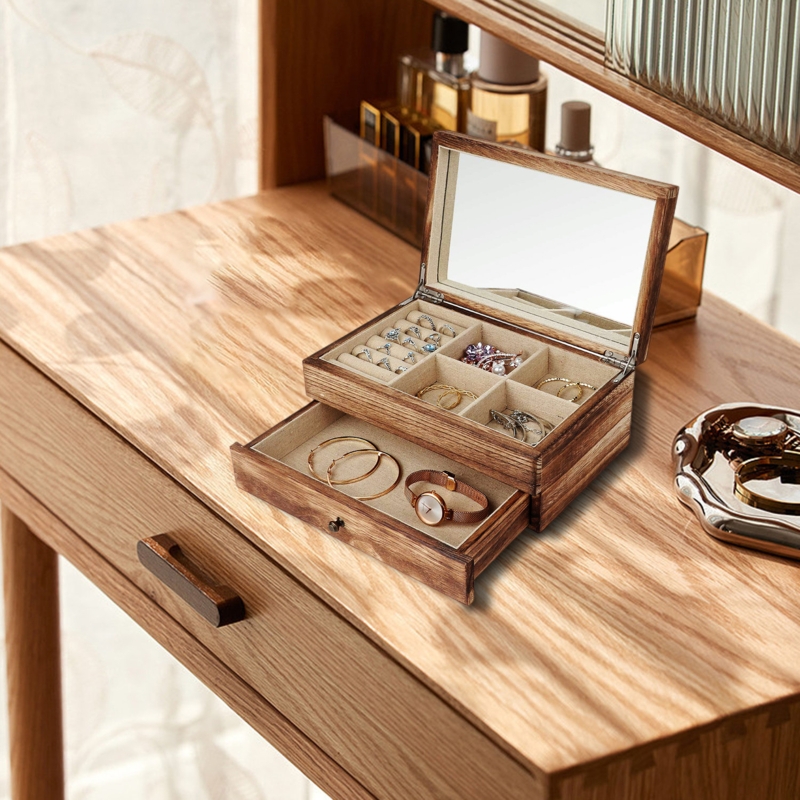Wood Jewelry Box + Drawers