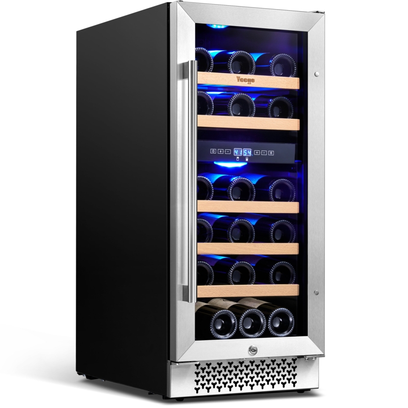 Yeego 28 Bottles 15" Dual Zone Wine Cooler Under Counter Compressor Wine Refrigerator