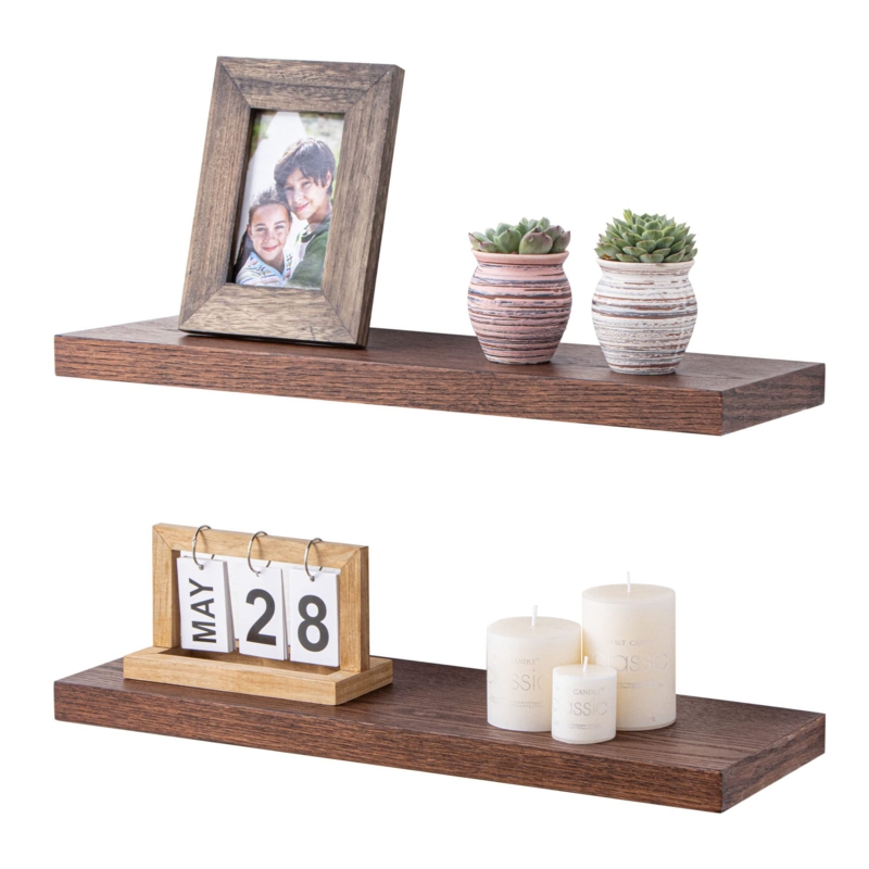 Zeilah 2 Piece Oak Floating Shelf