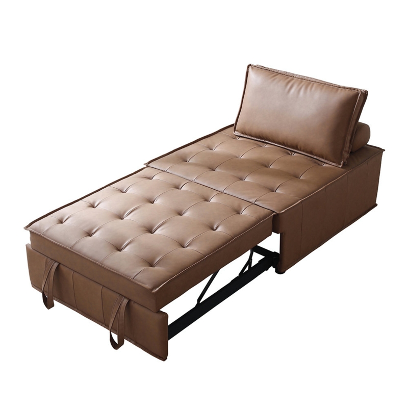 39" Wide Faux Leather Pillow Back Futon Chair