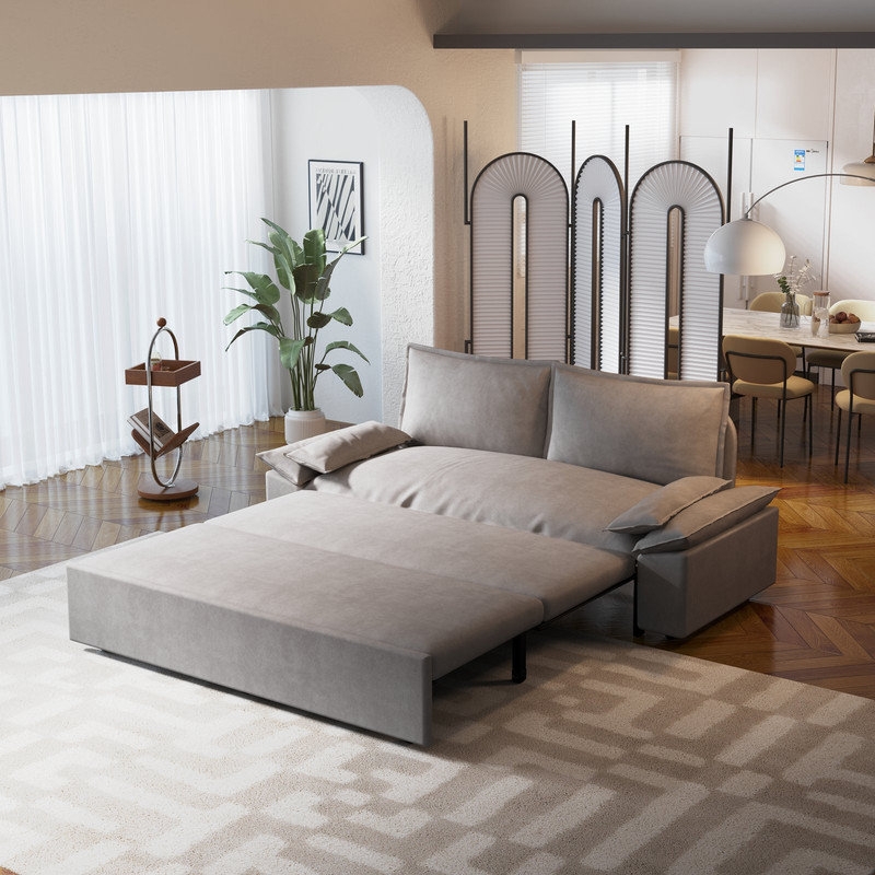 70.1" Queen Pull Out Sofa Bed with 2 Soft Pillows-Multi-Functional and Stylish Velvet Loveseat