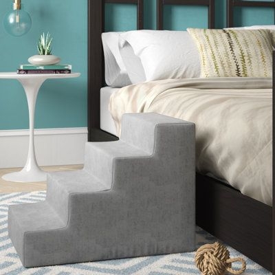 Archie & Oscar Grommit High Density Foam 4 Step Pet Stair Fabric in Gray, Size 16.0 H x 15.0 W x 21.0 D in | Wayfair