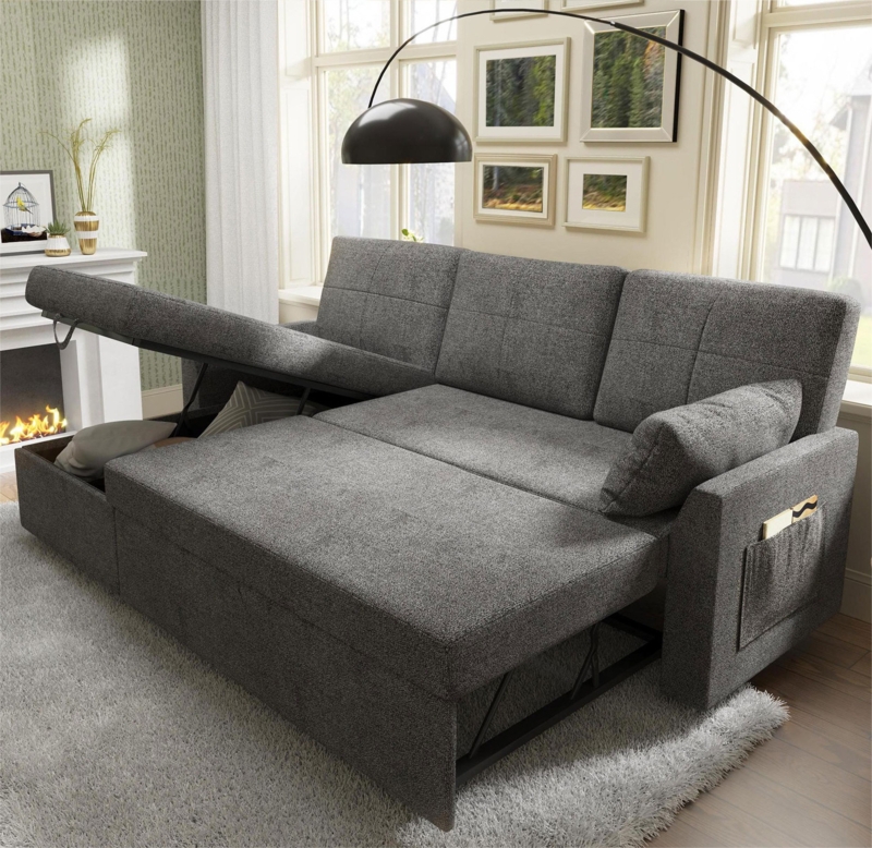 Baerl 84" Sofa Bed Pull Out Bed with Storage Chaise