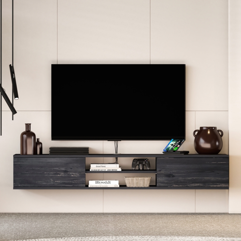 Bella Floating TV Stand Up to 85 TVs Modern Media