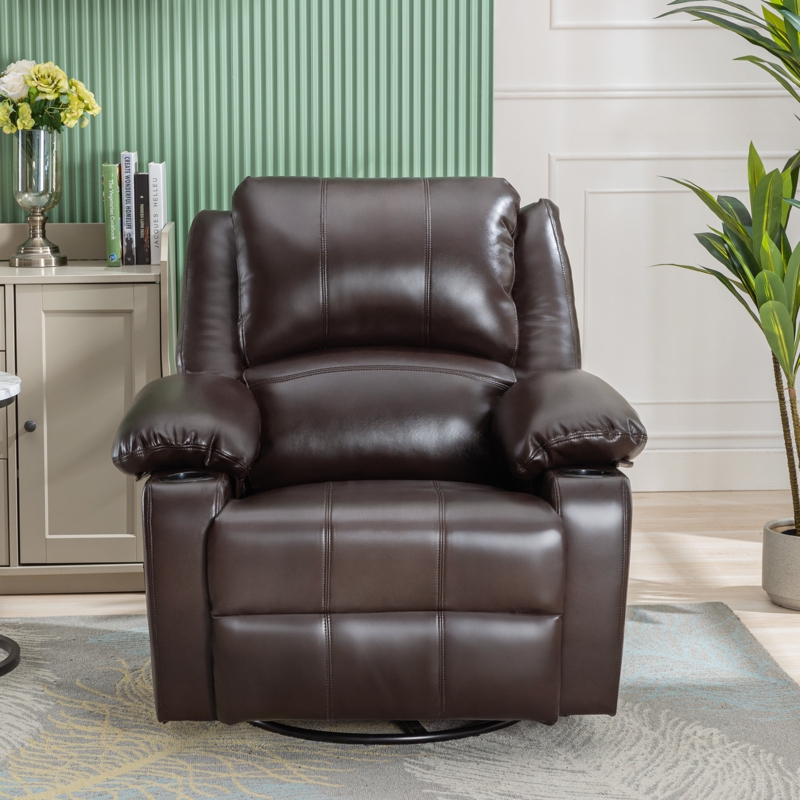 Daquez 38.19" Wide Manual Swivel Rocker Recliner Chair with Massager and Heat
