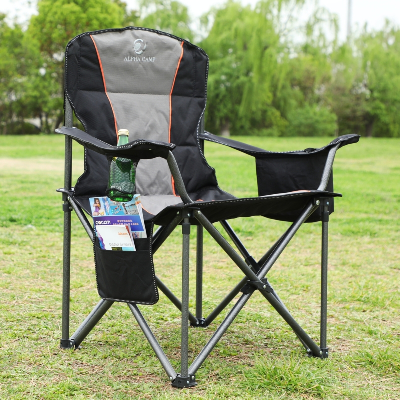 Erwann Oversized Padded Camping Folding Chair with Cup Holder