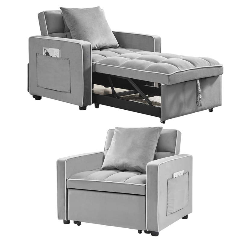 Harrsion Single 35.43'' Velvet Cushioned Futon Chair