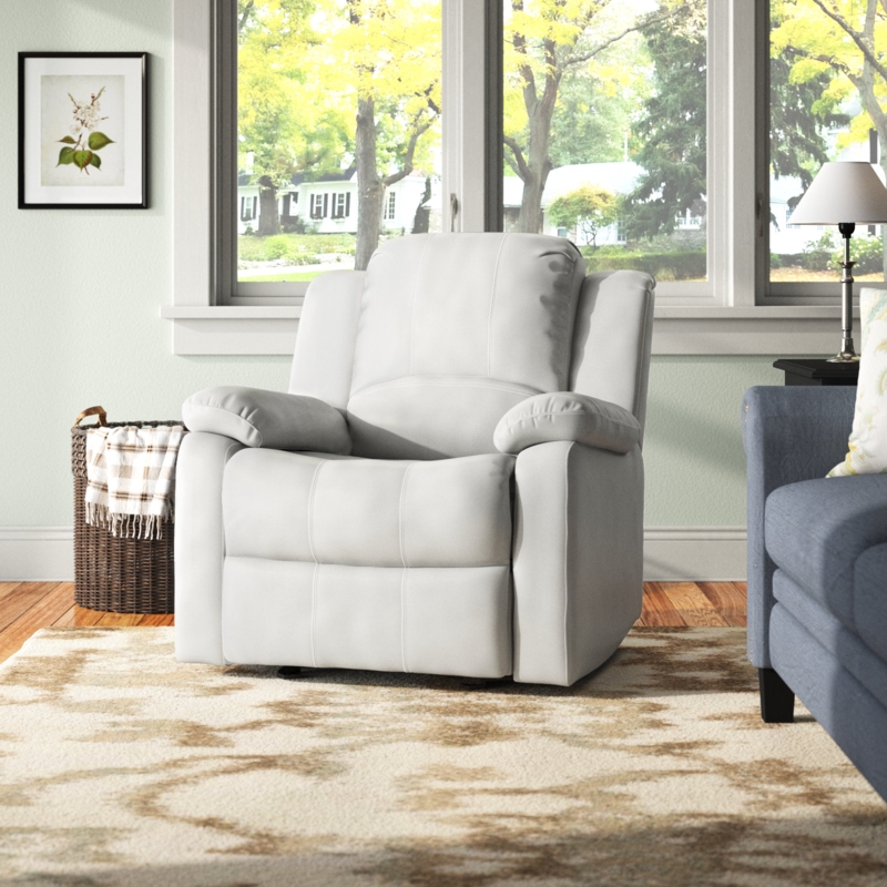 Kahler 37.75" Wide Faux Leather Manual Glider Recliner