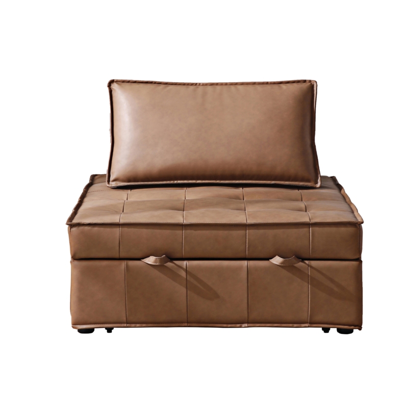 Khachig 39'' Faux Leather Cushioned Futon Chair