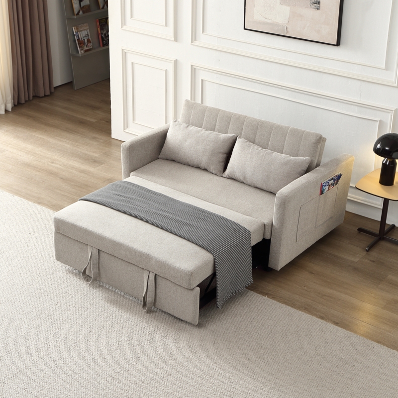 Lateresa 54'' Pull-Out Sofa Bed Loveseat - Adjustable Backrest With 2 Soft Pillows