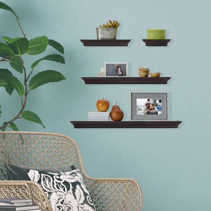 Melannco 4 Pieces Floating Wall Shelves for Bedroom, Living Room, Bathroom, Kitchen, Nursery