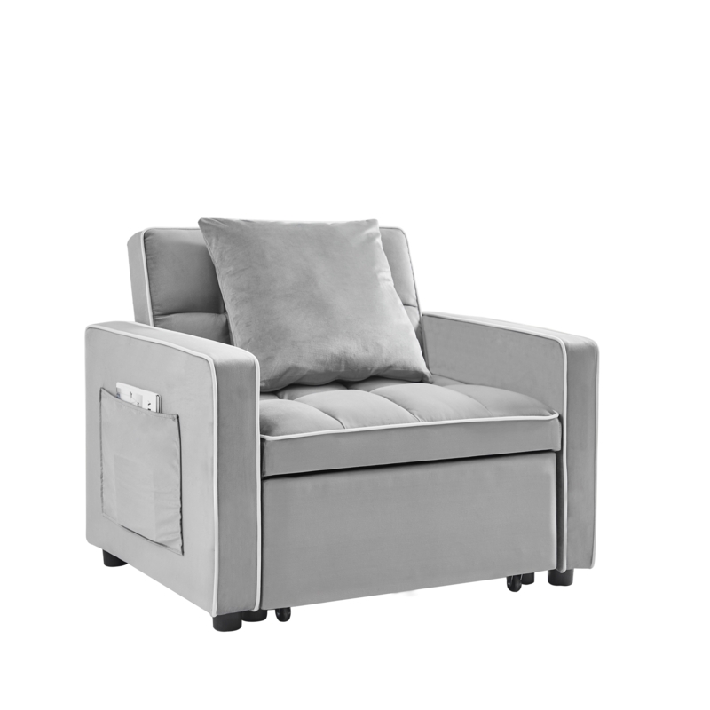 Myleigh 36.61'' Velvet Tufted Futon Chair