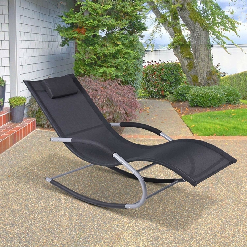 Outdoor Shane Rocking Metal Chair with Cushions
