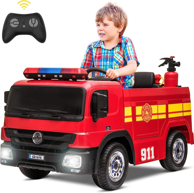 Pirecart 12 Volt 1 Seater Police / Fire Department Battery Powered Ride On with Remote Control