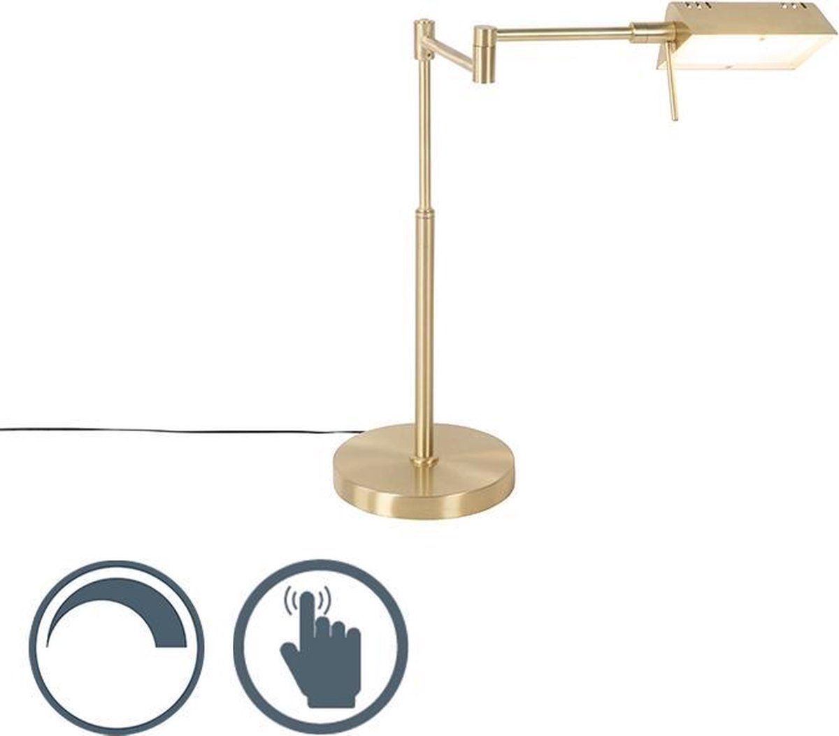 QAZQA notia - Moderne LED Dimbare Tafellamp met zwenkarm met Dimmer - 1 lichts - H 507 mm - Goud/messing - Woonkamer | Slaapkamer