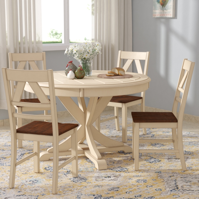 Rivington 5 - Piece Solid Wood Pedestal Dining Set