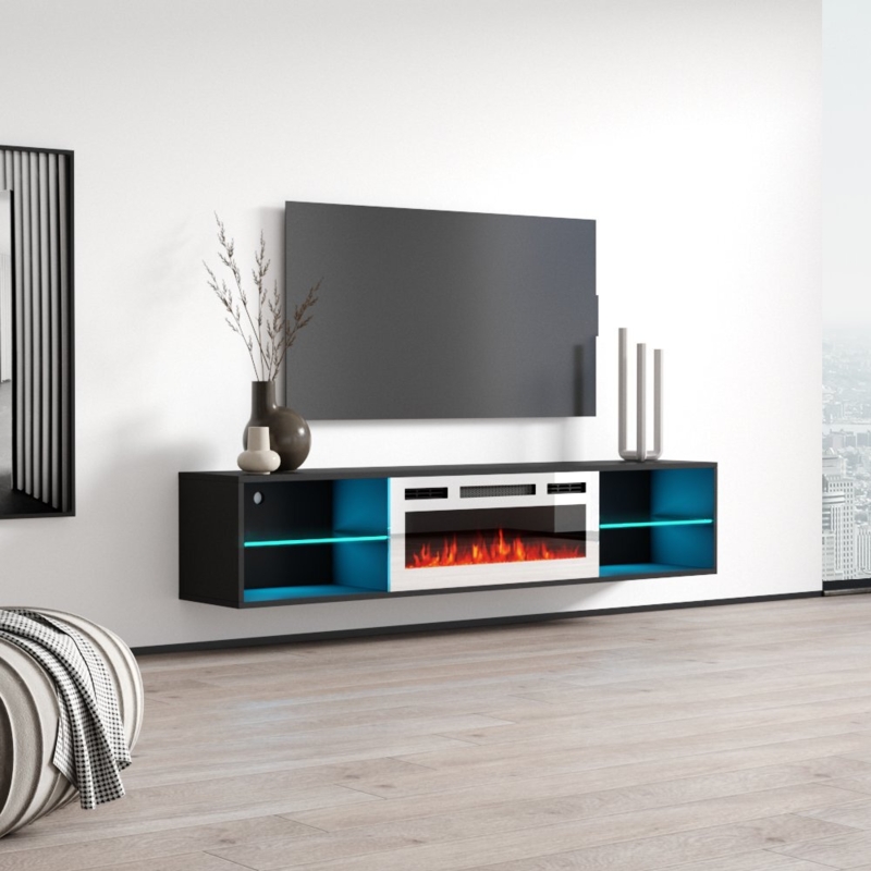 Seroka Wall Mounted TV Stand for TVs up to 88" Electric Fireplace Included