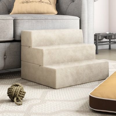 Tucker Murphy Pet Orville Comfort Foam 3 Step Pet Stair Carpet in Brown, Size 15.0 H x 18.0 W x 15.0 D in | Wayfair