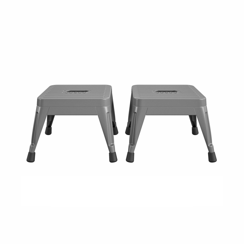 1-step 225 Lb. Capacity Stackable Gray Steel Step Stool  (Set of 2)