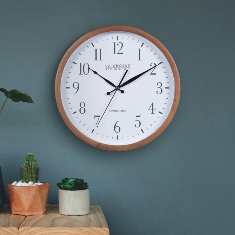 12.8" Atomic Analog Wood Wall Clock