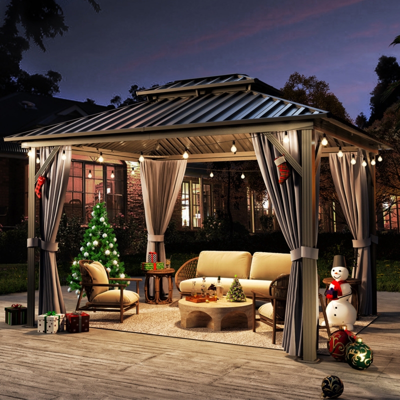 12 Ft. W x 10 Ft. D Metal Patio Gazebo