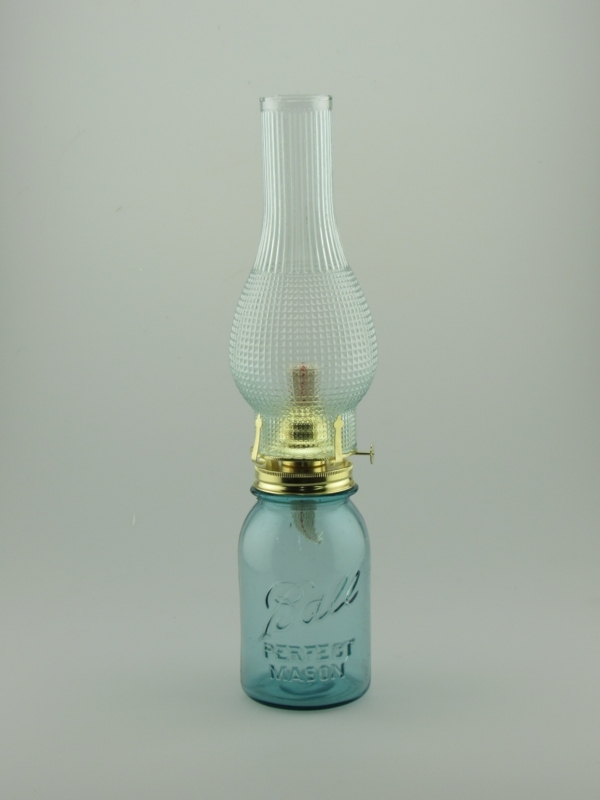 17.25" Aqua Quart Oil Table Lamp with Light Green Tinted Globe
