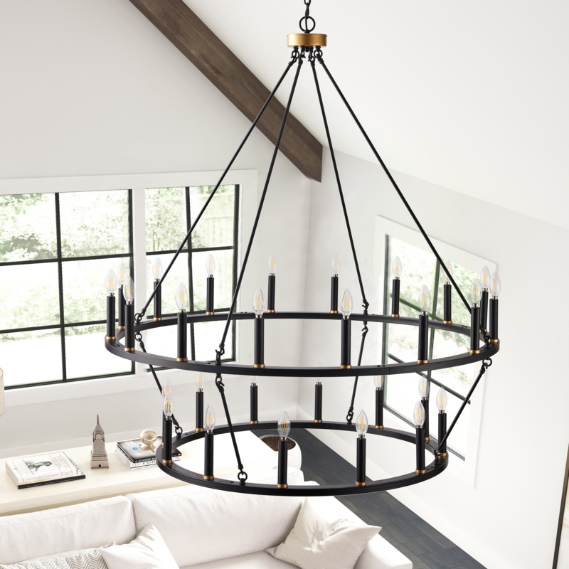 2-Tier Wagon Wheel Industrial Chandeliers
