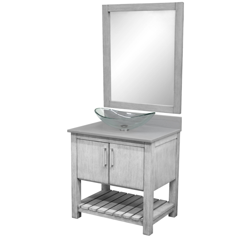 31'' Single Bathroom Vanity with Quartz Top with Mirror