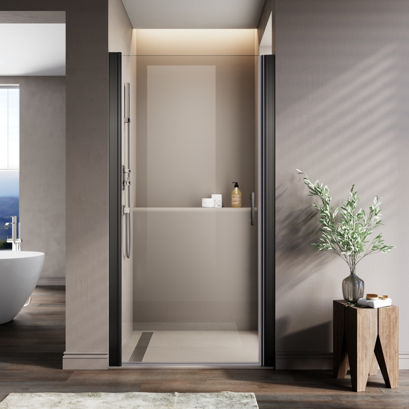 33.5'' - 35'' W x 72'' H Pivot Frameless Shower Door with Clear Tempered Glass