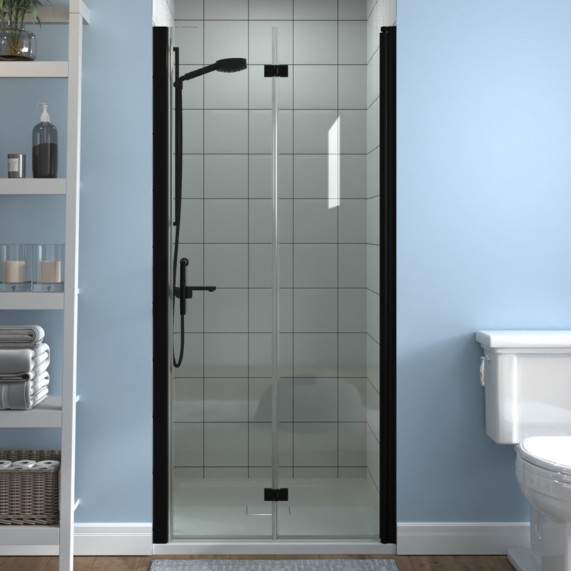 34-35.5 in.W x 72 in.H Bifold Frameless Glass Shower Door, Folding Frameless Shower Door