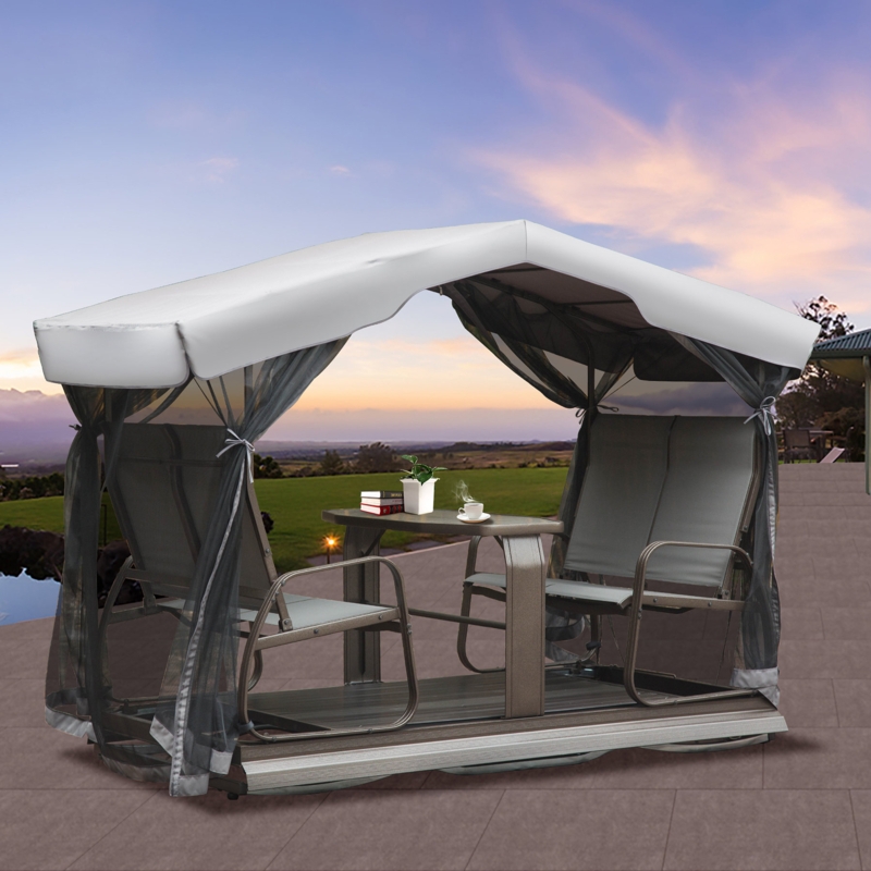 4-Seat Outdoor Aluminum Glider Benches With Canopy