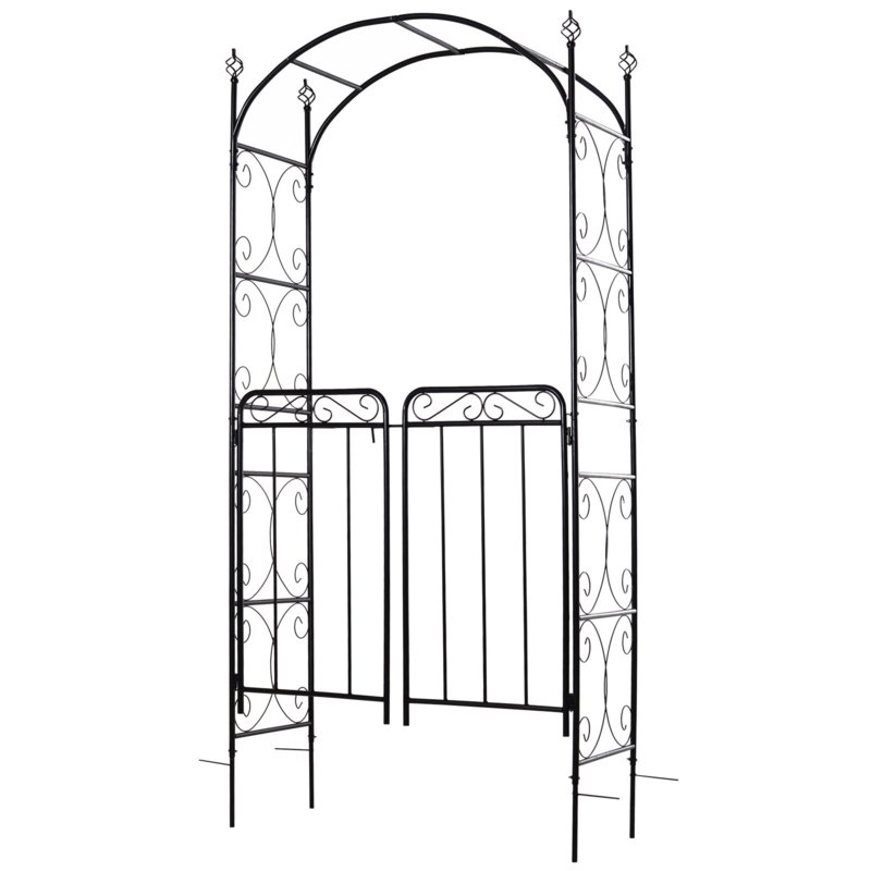 42.5'' W x 17.75'' D Metal Arbor with Gate in Black