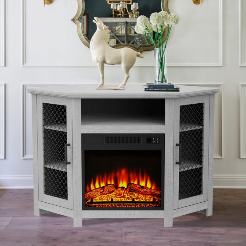 45'' Electric Corner Fireplace TV Stand with Storage for TVs up to 50"