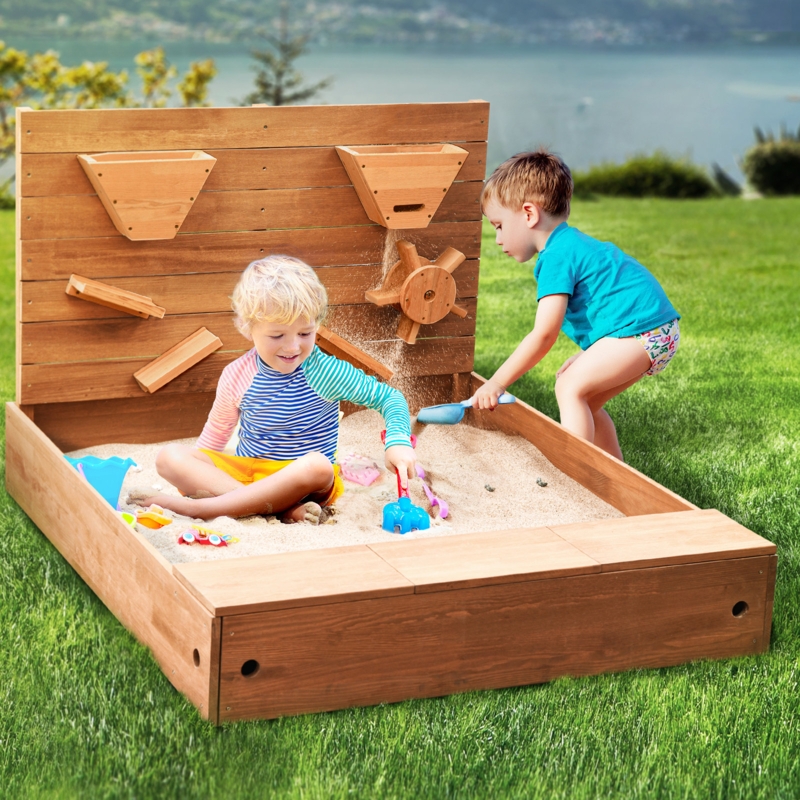 47.2" X 39.3" Solid Wood Sandbox with Cover