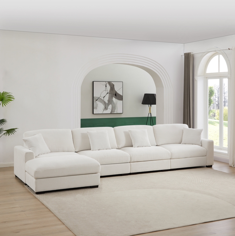 5-piece Upholstered Modular Sofa Sectional with Ottoman
