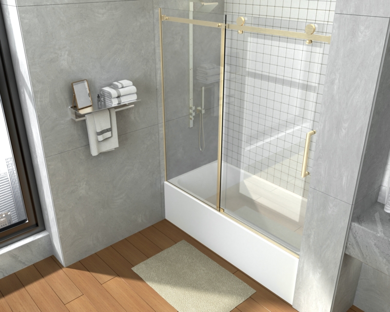 55'' - 59" W x 60'' H Sliding Frameless Tub Door