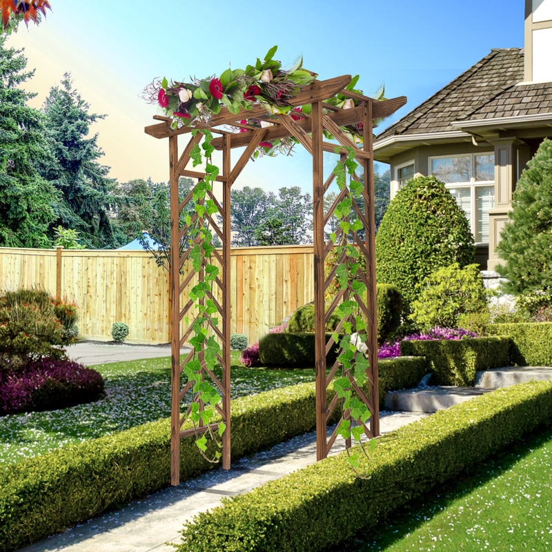 55'' W x 25.5'' D Solid Wood Arbor in Brown