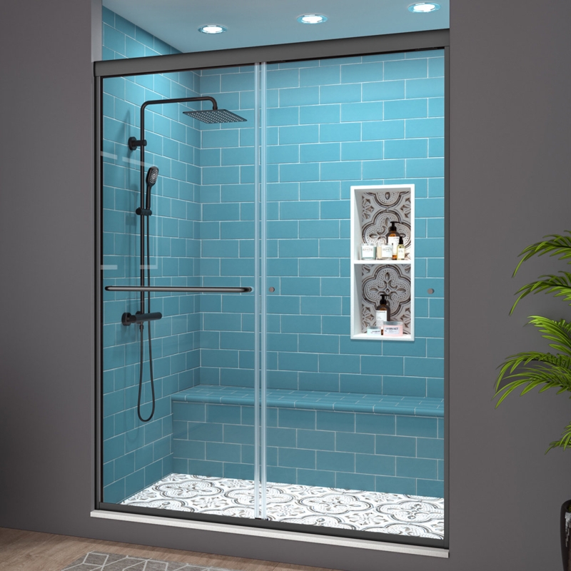 56" - 60" W x 72" H Double Sliding Semi-Frameless Shower Door